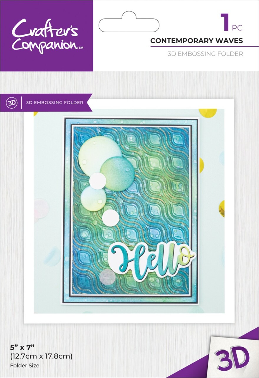 Crafter's Companion 3D Embossing Folder 5"X7"-Contemporary Waves